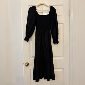 Black Long Sleeve Ruched Dress